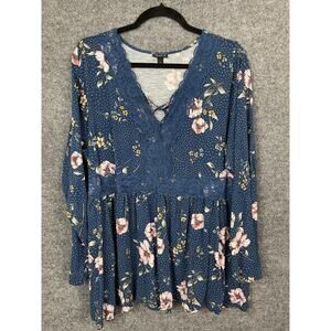 Torrid Boho Cottage Peasant Prairie Lace Empire Floral Women's Top Sz 3